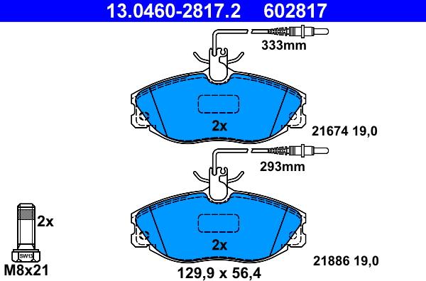 ATE 13.0460-2817.2 - Set placute frana,frana disc parts5.com