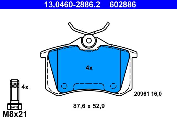 ATE 13.0460-2886.2 - Fren balata seti, diskli fren parts5.com