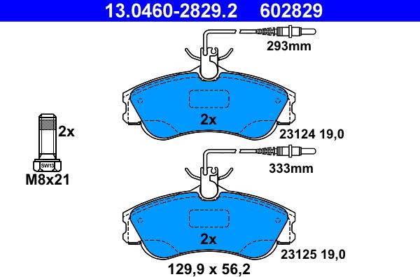 ATE 13.0460-2829.2 - Sada brzdových destiček, kotoučová brzda parts5.com