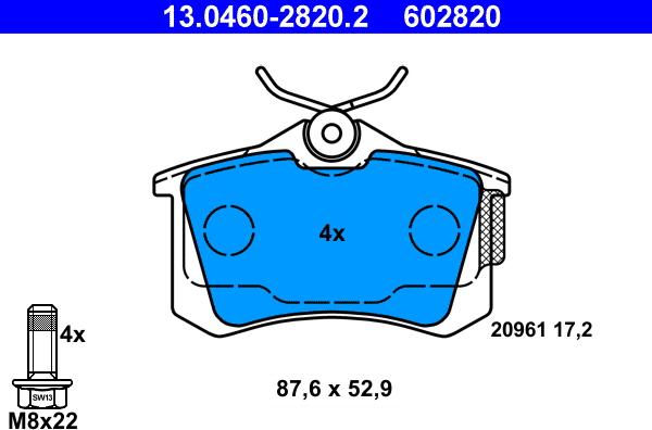 ATE 13.0460-2820.2 - Fékbetétkészlet, tárcsafék parts5.com