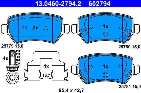 ATE 13.0460-2794.2 - Brake Pad Set, disc brake parts5.com