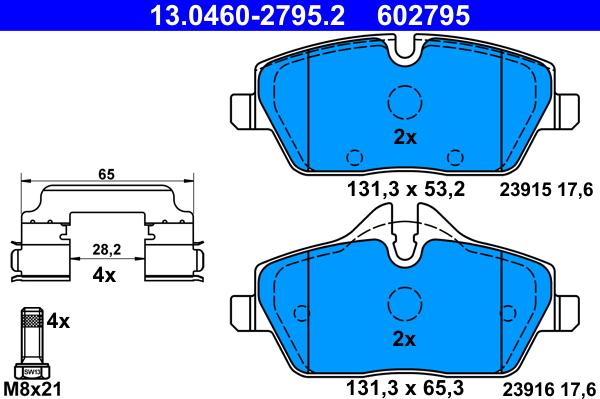 ATE 13.0460-2795.2 - Juego de pastillas de freno parts5.com