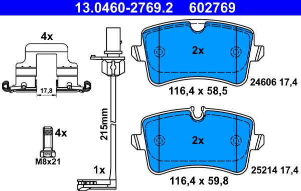 ATE 13.0460-2769.2 - Fékbetétkészlet, tárcsafék parts5.com