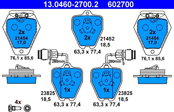 ATE 13.0460-2700.2 - Set placute frana,frana disc parts5.com