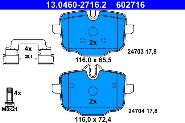 ATE 13.0460-2716.2 - Brake Pad Set, disc brake parts5.com