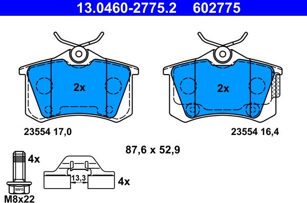 ATE 13.0460-2775.2 - Set placute frana,frana disc parts5.com