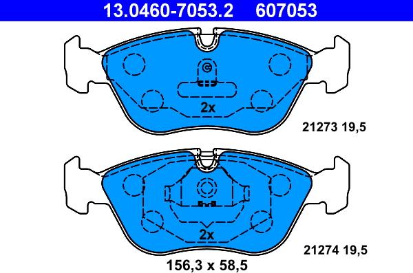 ATE 13.0460-7053.2 - Set placute frana,frana disc parts5.com