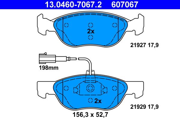 ATE 13.0460-7067.2 - Juego de pastillas de freno parts5.com