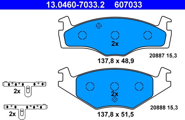 ATE 13.0460-7033.2 - Juego de pastillas de freno parts5.com