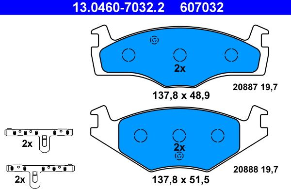 ATE 13.0460-7032.2 - Bremsbelagsatz, Scheibenbremse parts5.com