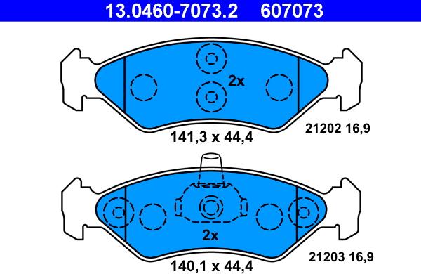 ATE 13.0460-7073.2 - Тормозные колодки, дисковые, комплект parts5.com