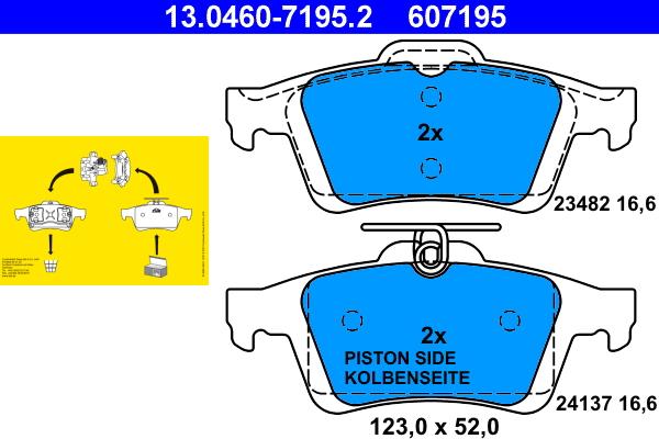 ATE 13.0460-7195.2 - Juego de pastillas de freno parts5.com