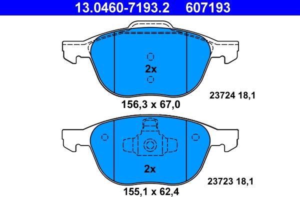 ATE 13.0460-7193.2 - Piduriklotsi komplekt,ketaspidur parts5.com