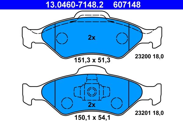 ATE 13.0460-7148.2 - Brake Pad Set, disc brake parts5.com