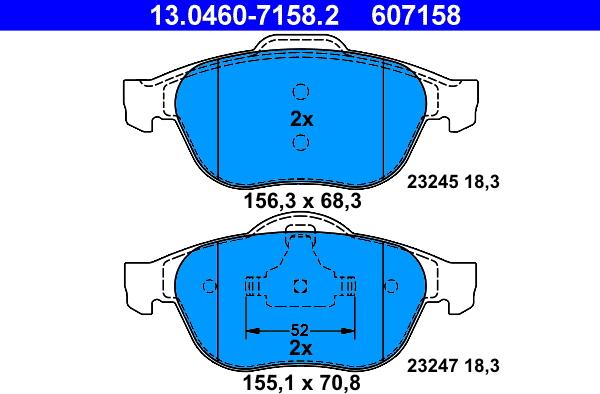 ATE 13.0460-7158.2 - Piduriklotsi komplekt,ketaspidur parts5.com