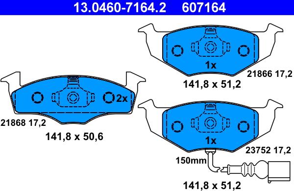 ATE 13.0460-7164.2 - Sada brzdových platničiek kotúčovej brzdy parts5.com