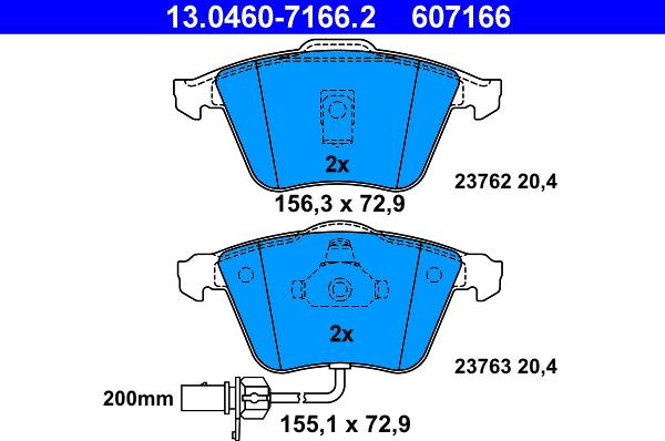 ATE 13.0460-7166.2 - Sada brzdových platničiek kotúčovej brzdy parts5.com