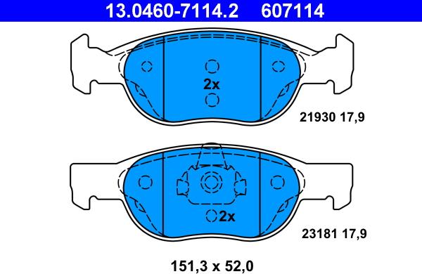 ATE 13.0460-7114.2 - Juego de pastillas de freno parts5.com