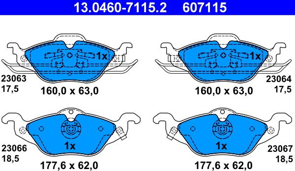 ATE 13.0460-7115.2 - Brake Pad Set, disc brake parts5.com