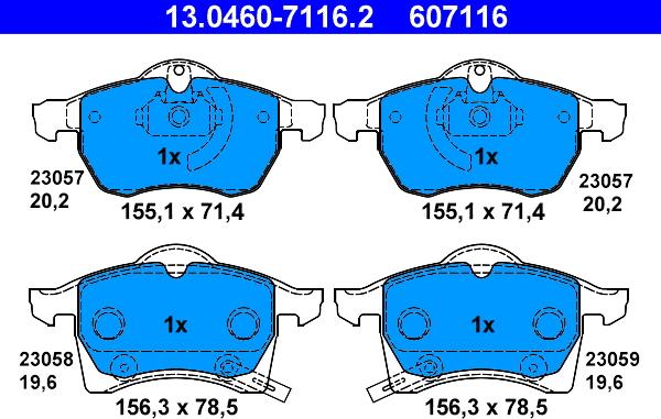 ATE 13.0460-7116.2 - Brake Pad Set, disc brake parts5.com