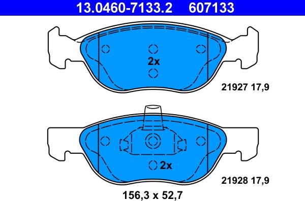 ATE 13.0460-7133.2 - Juego de pastillas de freno parts5.com