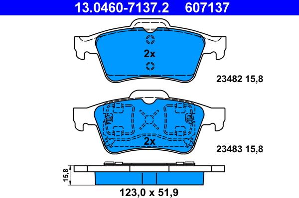 ATE 13.0460-7137.2 - Brake Pad Set, disc brake parts5.com