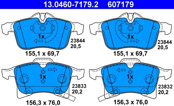 ATE 13.0460-7179.2 - Set placute frana,frana disc parts5.com