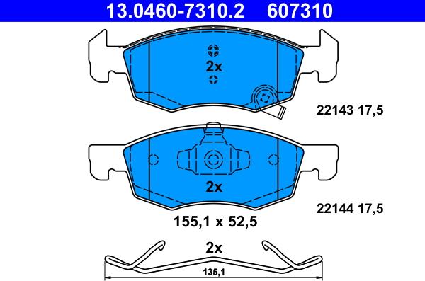 ATE 13.0460-7310.2 - Brake Pad Set, disc brake parts5.com