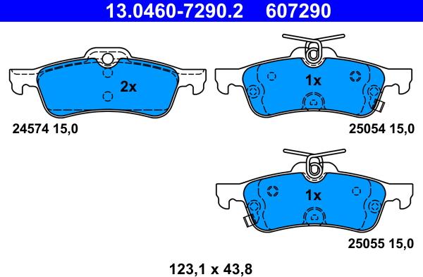 ATE 13.0460-7290.2 - Тормозные колодки, дисковые, комплект parts5.com