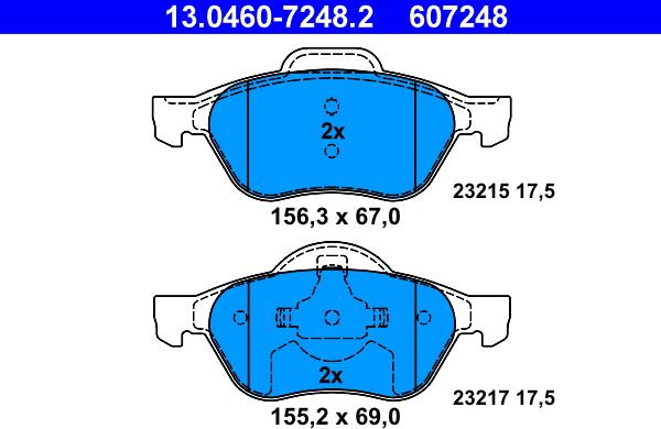 ATE 13.0460-7248.2 - Piduriklotsi komplekt,ketaspidur parts5.com