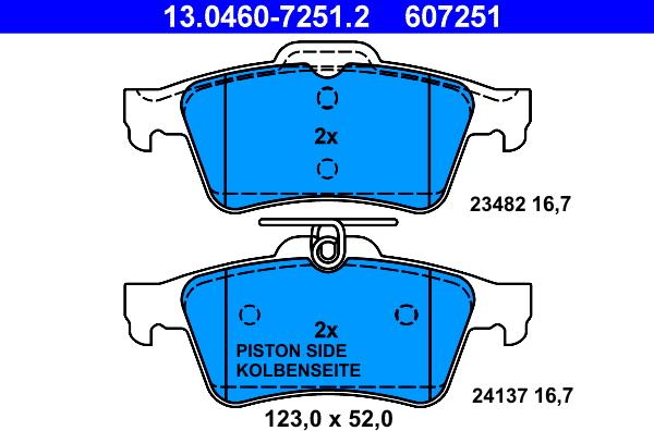 ATE 13.0460-7251.2 - Komplet kočnih obloga, disk kočnica parts5.com