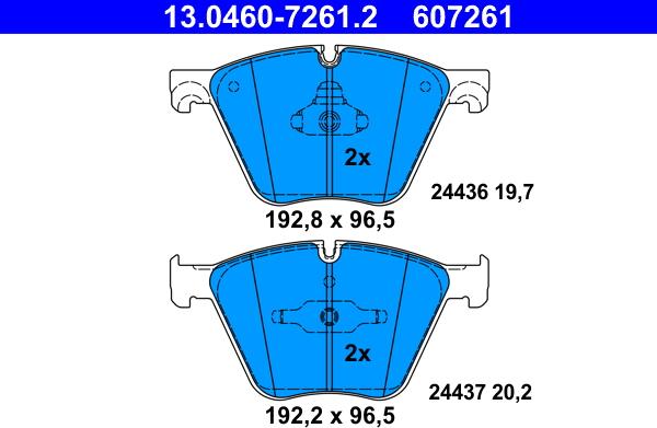 ATE 13.0460-7261.2 - Juego de pastillas de freno parts5.com