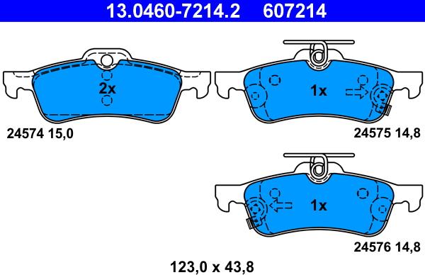 ATE 13.0460-7214.2 - Fékbetétkészlet, tárcsafék parts5.com