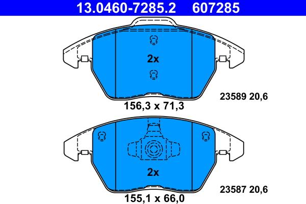 ATE 13.0460-7285.2 - Bremsbelagsatz, Scheibenbremse parts5.com