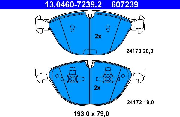 ATE 13.0460-7239.2 - Juego de pastillas de freno parts5.com