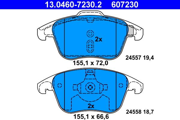 ATE 13.0460-7230.2 - Bremsbelagsatz, Scheibenbremse parts5.com