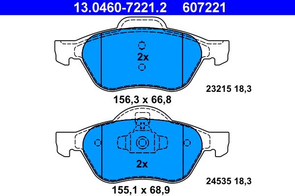 ATE 13.0460-7221.2 - Тормозные колодки, дисковые, комплект parts5.com