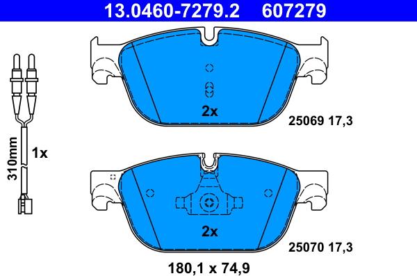 ATE 13.0460-7279.2 - Brake Pad Set, disc brake parts5.com