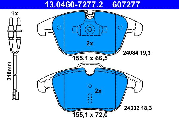 ATE 13.0460-7277.2 - Sada brzdových platničiek kotúčovej brzdy parts5.com