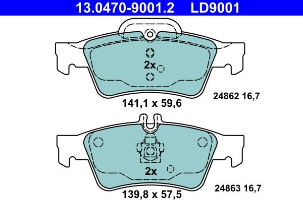 ATE 13.0470-9001.2 - Brake Pad Set, disc brake parts5.com