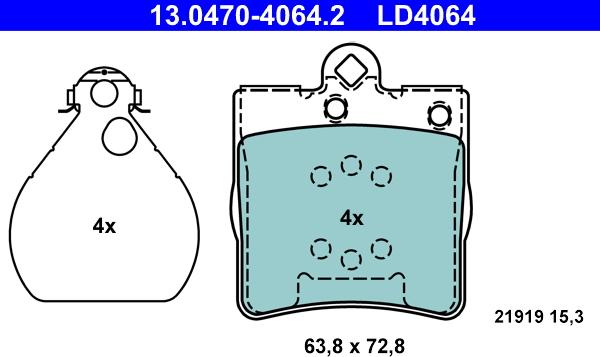 ATE 13.0470-4064.2 - Brake Pad Set, disc brake parts5.com