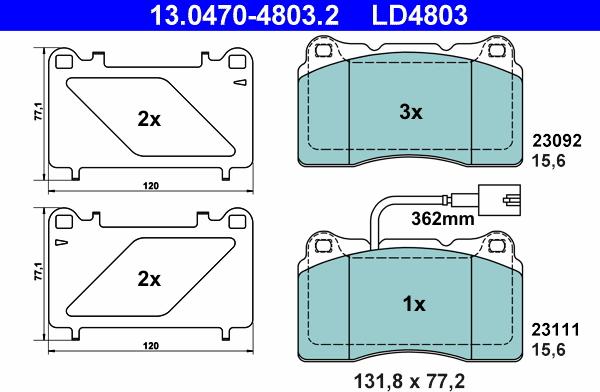 ATE 13.0470-4803.2 - Juego de pastillas de freno parts5.com