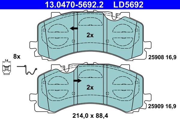 ATE 13.0470-5692.2 - Juego de pastillas de freno parts5.com