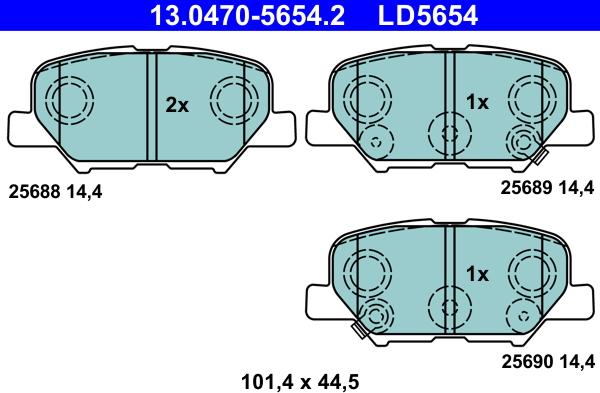 ATE 13.0470-5654.2 - Juego de pastillas de freno parts5.com