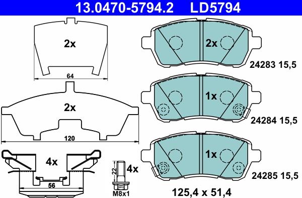 ATE 13.0470-5794.2 - Set placute frana,frana disc parts5.com