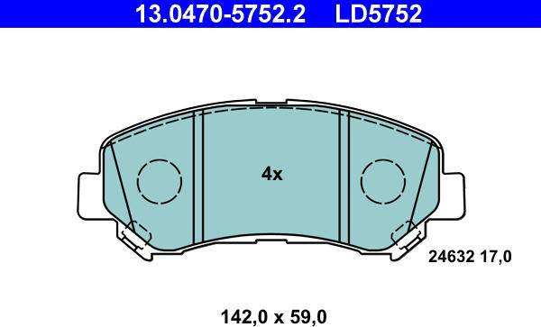 ATE 13.0470-5752.2 - Fékbetétkészlet, tárcsafék parts5.com