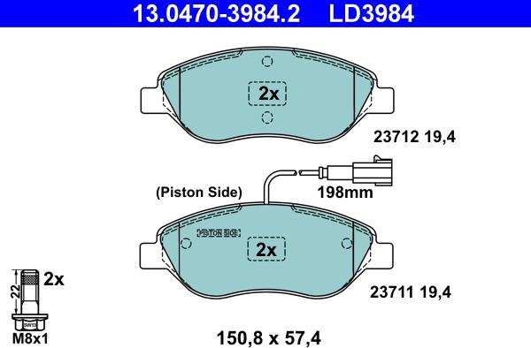 ATE 13.0470-3984.2 - Brake Pad Set, disc brake parts5.com