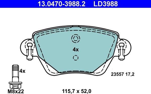 ATE 13.0470-3988.2 - Set placute frana,frana disc parts5.com