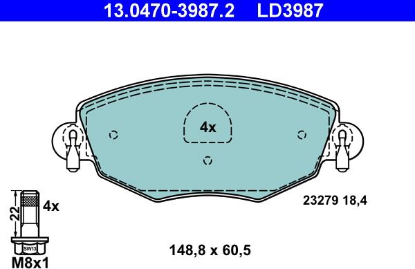 ATE 13.0470-3987.2 - Set placute frana,frana disc parts5.com