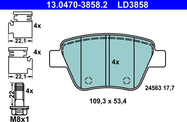 ATE 13.0470-3858.2 - Brake Pad Set, disc brake parts5.com